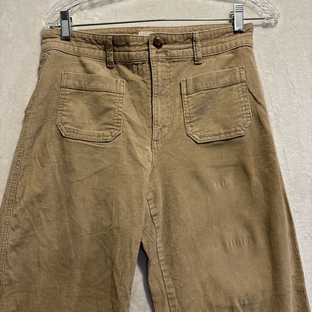 GAP Women’s High Rise Wide-Leg Tan Corduroy Pants Pockets Stretch Women's Size 4 - Picture 2 of 11